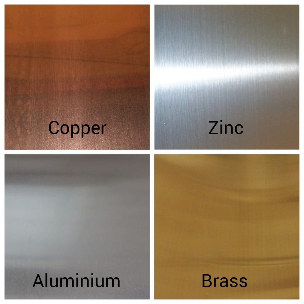 collage of copper, zinc, aluminium, brass