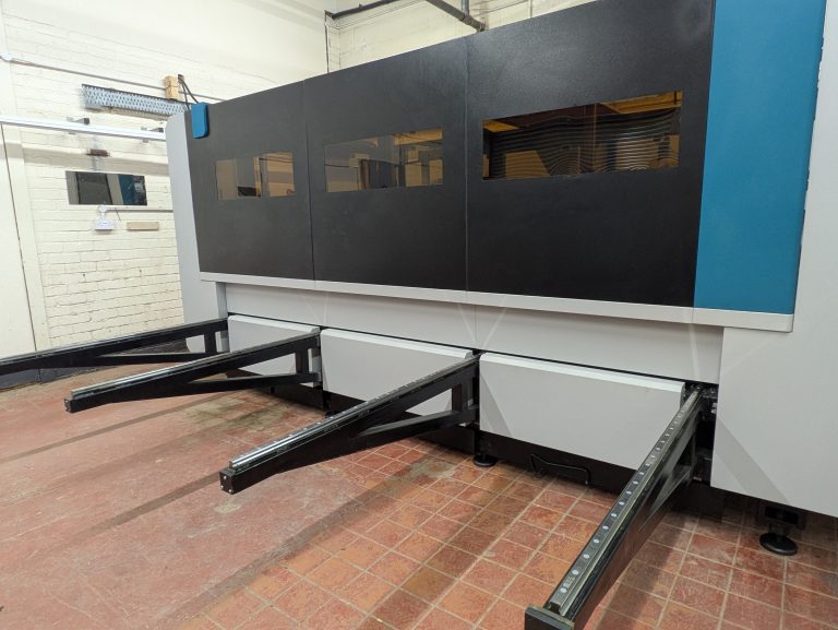 CNC fibre laser cutting machine with dual pull-out bed – MS Laser Services workshop