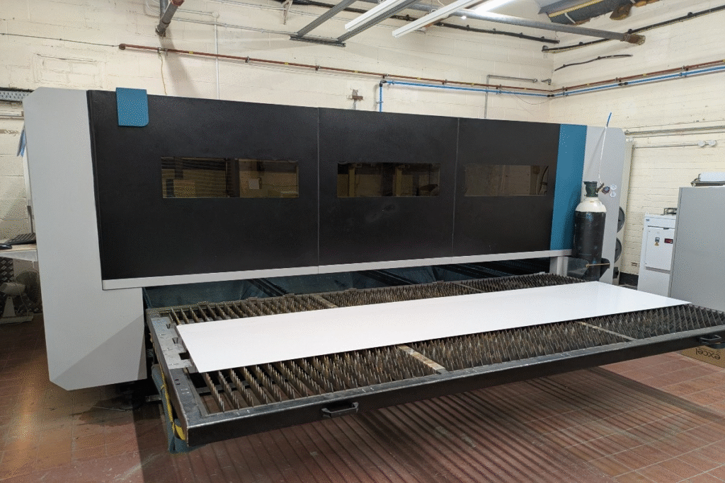 Fibre laser cutting machine in the MS Laser Services workshop